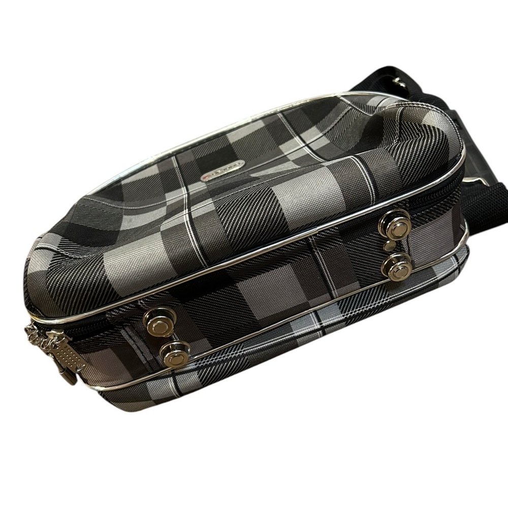 Dejuno Black and Gray Plaid travel toiletries/cosmetics/makeup bag - Picture 8 of 8